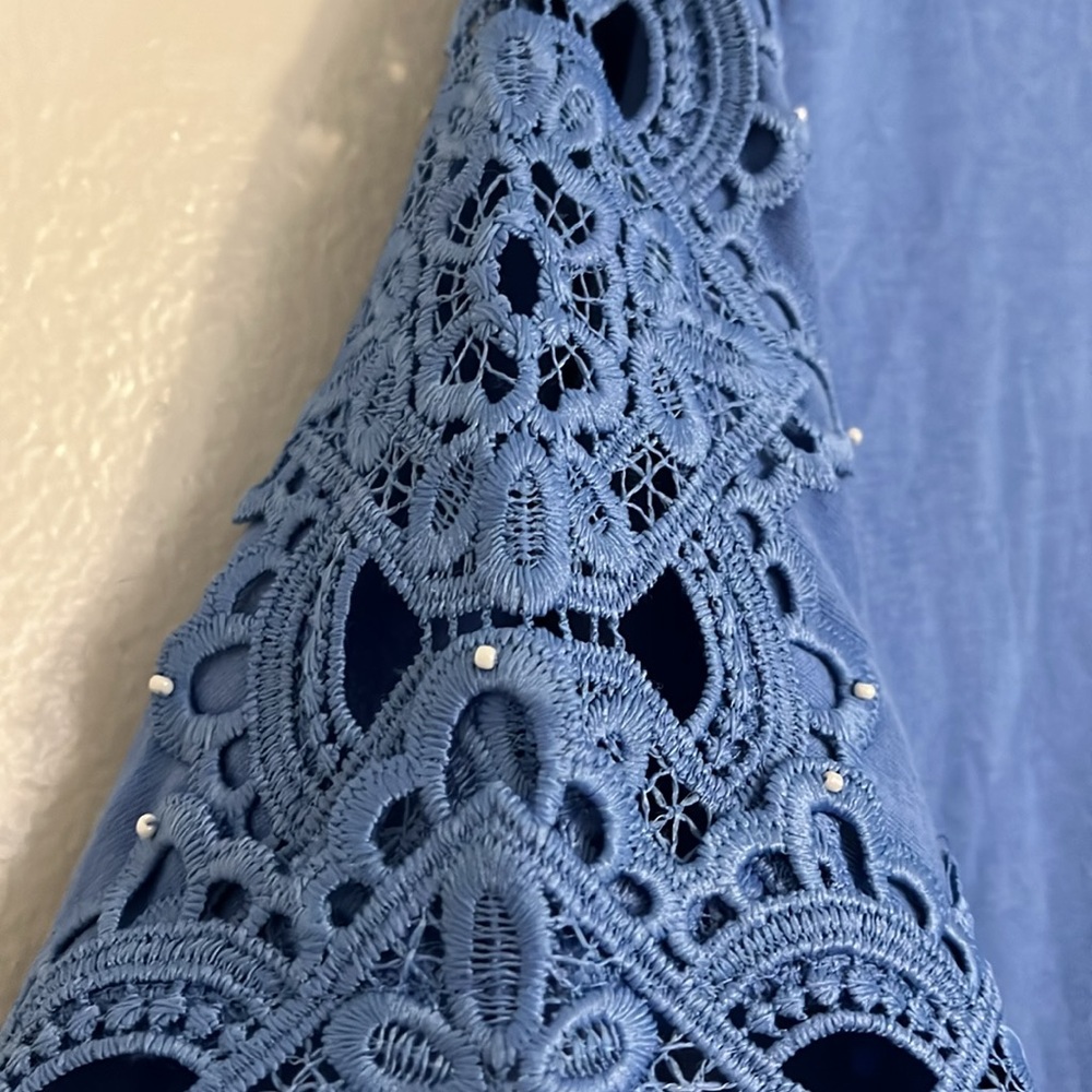 Soft Surroundings Lace-Trim ‘Sabrina Top’ in Blue Bonnet - Picture 4 of 8